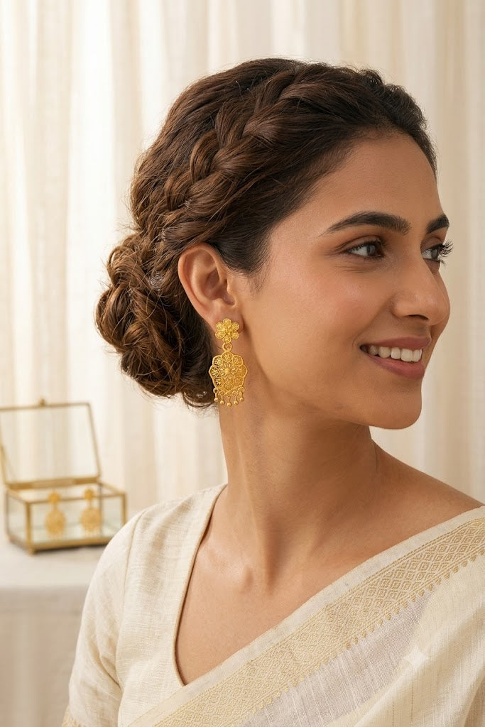 Traditional Gold-Plated Artificial Earrings Combo Set (Pack of 3 Pairs)