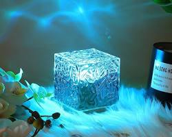 Crystal Water Ripple Projector Night Light – 16 Color RGB LED Ambient Table Lamp with Remote Control for Bedroom Decor
