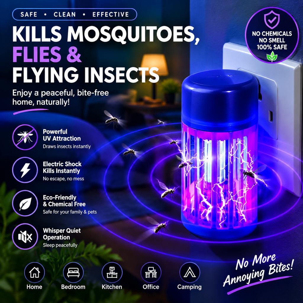 2-in-1 Electric Mosquito Killer & UV Insect Trap | Chemical-Free, Silent & Energy Efficient | Plug-in Mosquito Killer for Home, Bedroom & Office