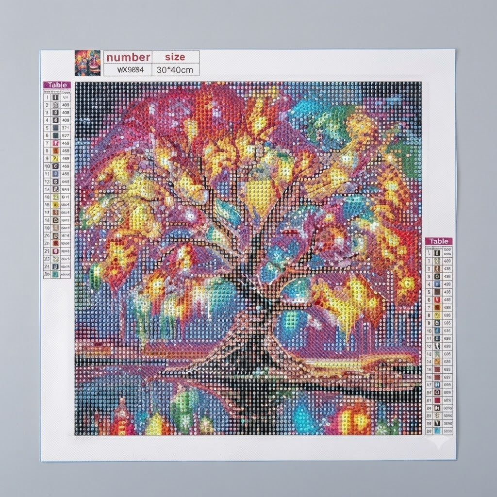 5D DIY Diamond Painting Kit – Vibrant Magic Tree Crystal Rhinestone Embroidery Full Drill Art Craft for Home Decor & Gift
