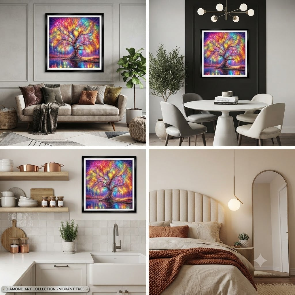 5D DIY Diamond Painting Kit – Vibrant Magic Tree Crystal Rhinestone Embroidery Full Drill Art Craft for Home Decor & Gift