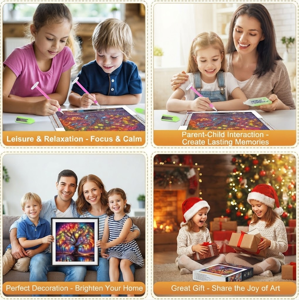 5D DIY Diamond Painting Kit – Vibrant Magic Tree Crystal Rhinestone Embroidery Full Drill Art Craft for Home Decor & Gift