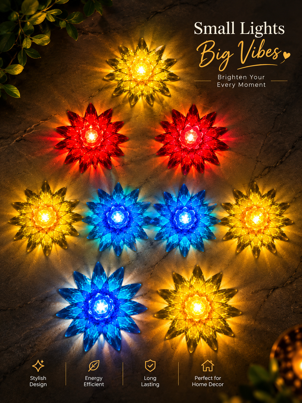 Lotus Crystal Diya – Beautiful Decorative Diya for Home & Festival Decor(Pack of 12)