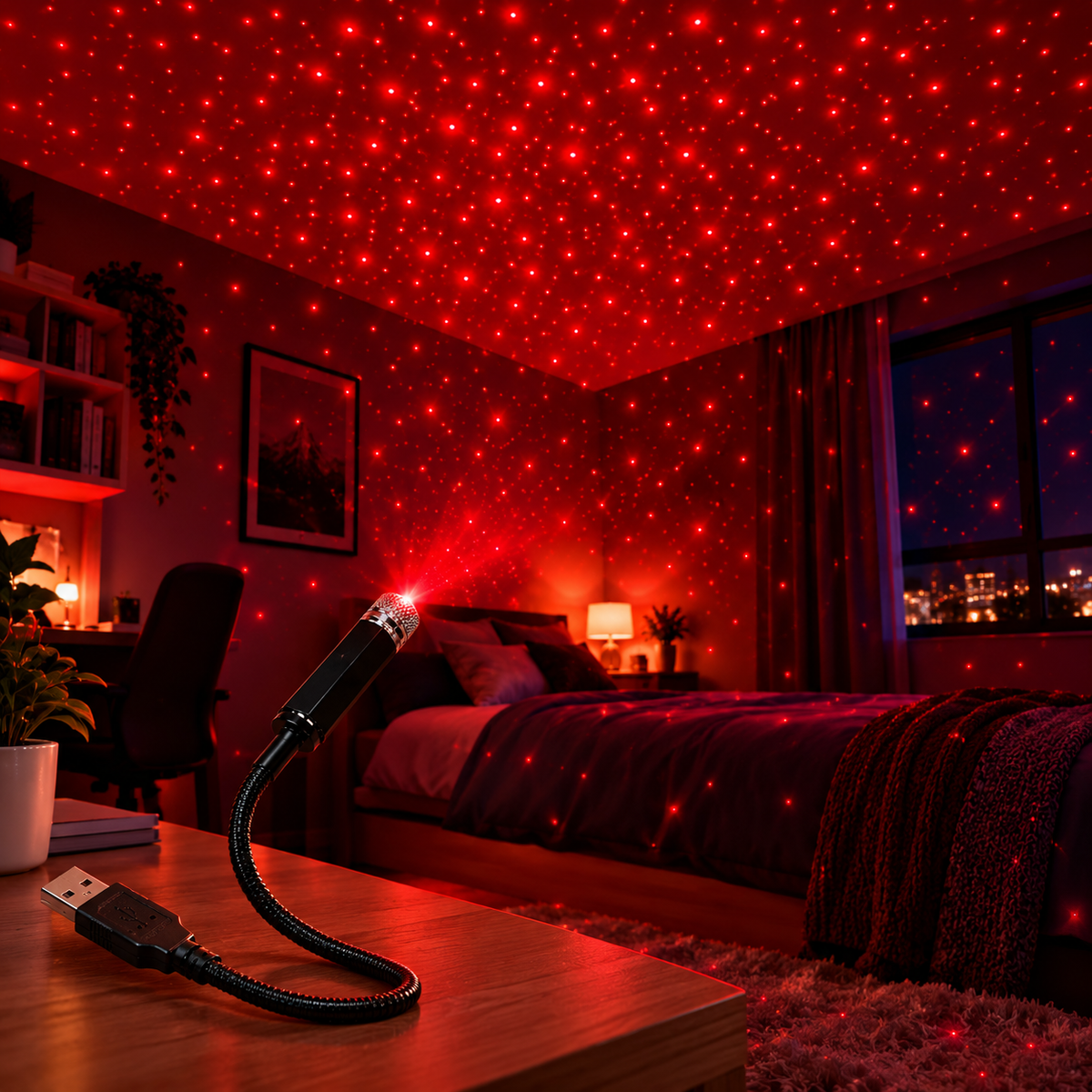 USB Mini Starry Sky Projector Light – Flexible LED Atmosphere Lamp for Car, Room & Party