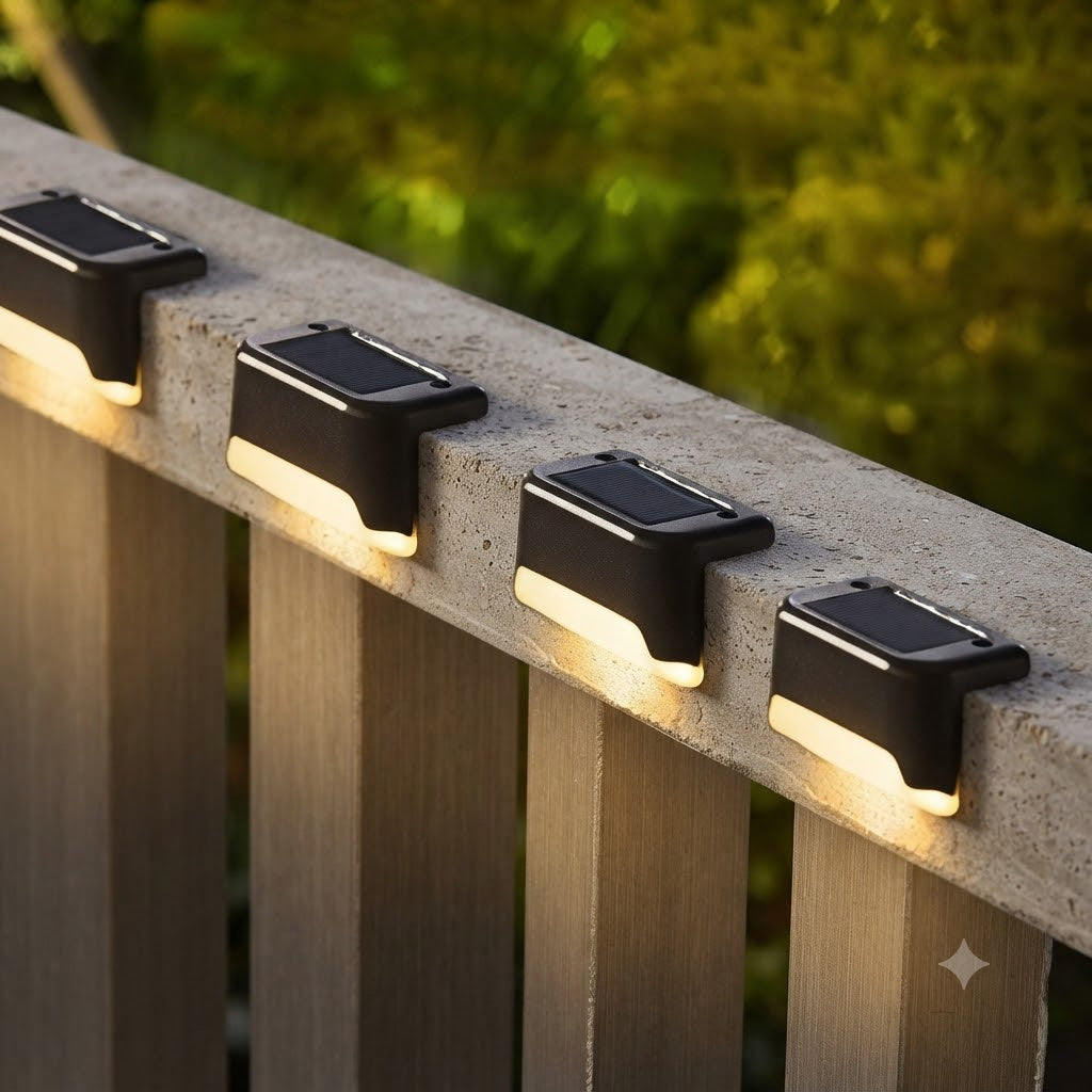 Outdoor Waterproof Solar LED Step Lights – Automatic Dusk-to-Dawn Garden, Stair & Pathway Deck Lighting(pack of 4)