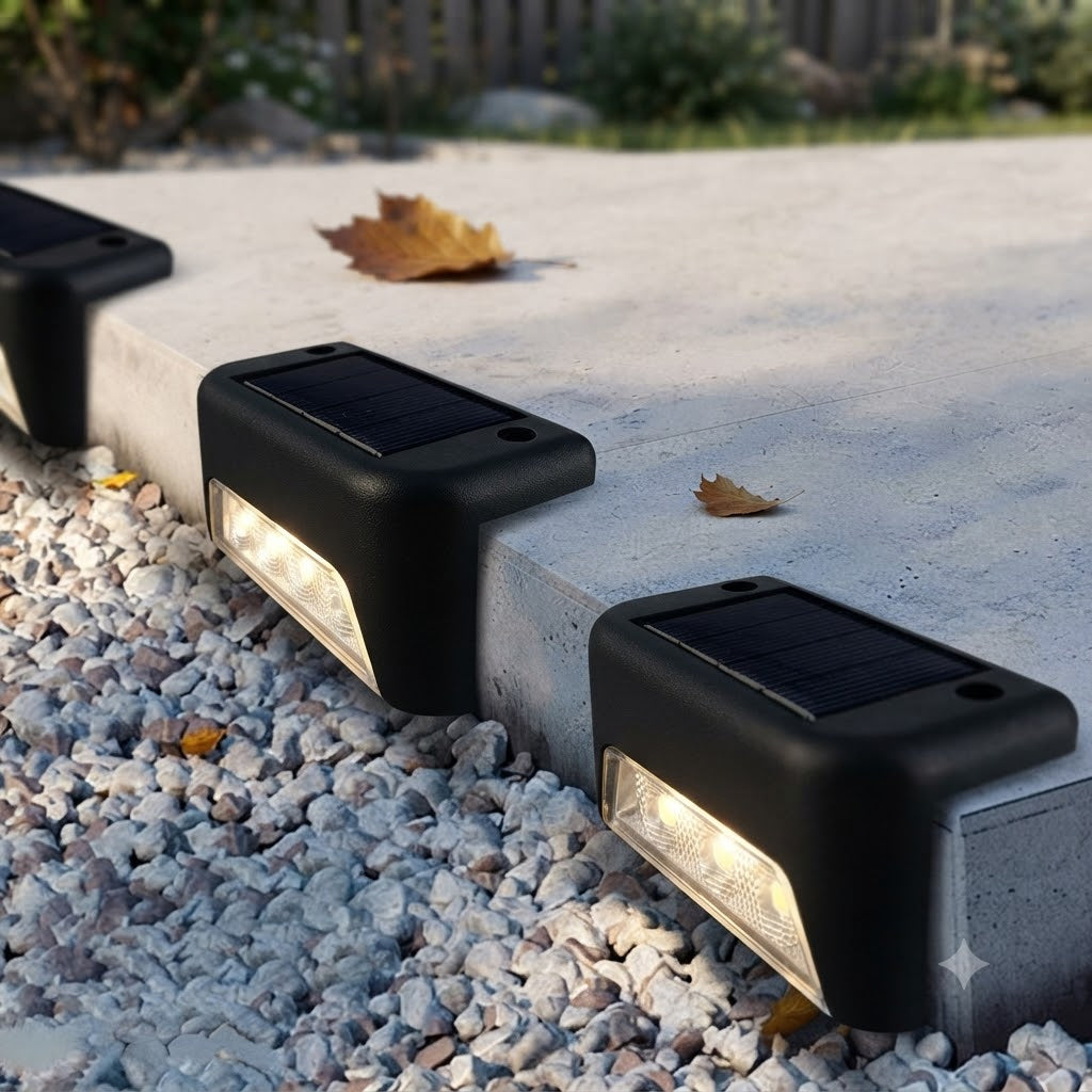 Outdoor Waterproof Solar LED Step Lights – Automatic Dusk-to-Dawn Garden, Stair & Pathway Deck Lighting(pack of 4)