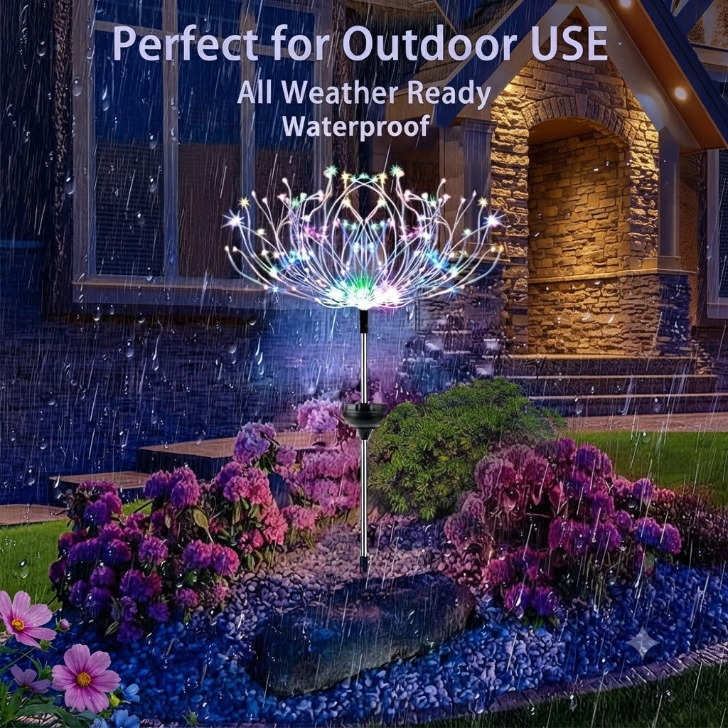 Outdoor Waterproof Solar Firework & Dandelion Garden Lights – Multi-Color LED Stake Pathway & Lawn Decor